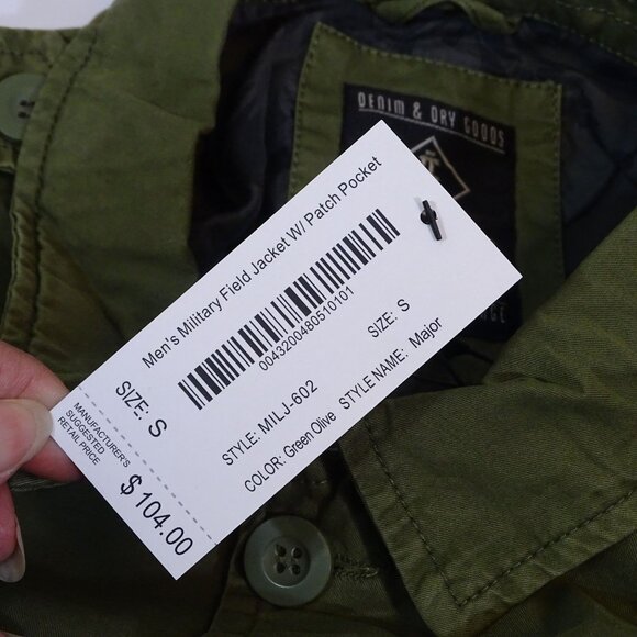 Indigo Star Military Field Jacket Olive Green Men Size S Button Up Patch Pockets - Picture 8 of 15